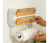 Wall Cling Film Dispenser Wrap Cutter Aluminum Film Foil Dispenser Wall Magnetic Stretch Roll Paper Shelf Kitchen Storage Tool