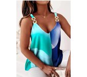 Summer Sleeveless chain V-neck halter print tank top for women S-2XL