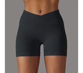 Crossover Waist Women Sport Shorts Yoga Shorts Gym Workout Running High Waist Yoga Shorts Push Up Hip Seamless Fitness Shorts