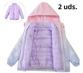 Girl's 3-in-1 Detachable Trench Coat Teenager Gradient Down Jacket Autumn Winter Windproof Children Outdoor Hooded Windbreaker