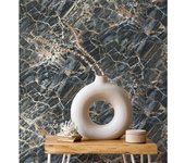 Muestra DIN A4 de Papel pintado con efecto mármol azul oscuro con betas color oro metalizado - Bertoni 682384 de GAULAN