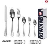 Mr.Spoon Serie Flores Juego 60 o 72 piezas cubiertos,Acero Inoxidable18/0,Plateado,Económico y funcional,Incluye cuchillo de carne o mesa,tenedor,cuchara,cucharilla,etc.Mango monobloque,Apto para lavavajillas,Empaque ecológico,Para casa,hotel,restaurante
