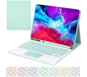 Funda con teclado universal para iPad Air5/Air4/Air6-10.9/11 de 10.9 pulgadas con panel táctil, ultrafina, de PU, con retroiluminación de 7 colores y teclado inalámbrico magnético Bluetooth.