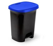 CABLEPELADO Cubo basura plastico, Cubo basura apertura pedal, Papelera de pedal, Cubo de pedal, Libre de BPA, 45 cm alto x 38 cm ancho x 32 cm fondo, Capacidad 27 Litros, Negro con tapa azul