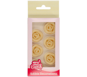 Decoraciones de Mazapán Funcakes - Rosas Blancas - Medida Aprox. 2.5 Cm - Caja de 6 Unidades