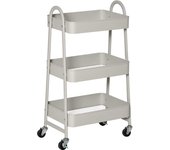 HOMCOM Carrito de Cocina de Acero con Ruedas Carro de Almacenamiento de 3 Niveles y Frenos para Baño Salón Dormitorio Oficina 45x31x79,4 cm Gris