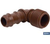 Cofan - Conector en Forma de Codo con Rosca Macho 3/4 para Riego por Goteo y Aspersión