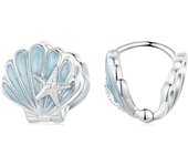 WOSTU 925 Sterling Silver Blue Shell Starfish Stud Earrings For Women Ocean Jewelry Wedding Earring Girl Party Birthday Gift