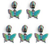 5PCS 36mm Butterfly Wallet Zipper Puller Metal Replacement Luggage Jacket Cosmetic Bag Handbag Puller Removable Slider