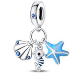 Silver Color Travel and Vacation Series-Three-piece Wave Pendant Fit Pandora Bracelet DIY Charm For Women Jewelry Fashion Gift