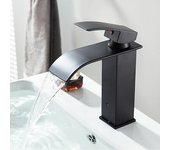 Grifo de baño en Cascada Negro, Grifo de lavabo en Cascada con altura de Caño 190 mm