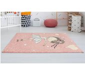Vente-unique - Alfombra infantil BALLERINA - 100 x 150 cm - rosa y beige