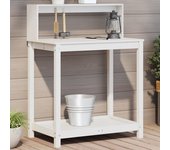 Mesa plantación con estantes madera pino blanco 82,5x50x109,5cm