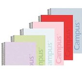 Pack 6 Cuadernos Libretas Espiral Tapa Plastico Polipropileno colores Pastel A4 90 gramos 80 Hojas Cuadricula 4 milimetros