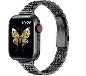 Banda de metal ultrafina compatible con banda de reloj de Apple 42mm (Serie 10) 41mm 38mm 40mm, elegante banda de enlace de acero inoxidable (negro)