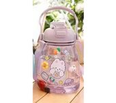 Botella de agua de 1000ML para niños, recipiente de plástico con pajita Kawaii de gran capacidad, hervidor de dibujos animados para niñas, taza para estudiantes