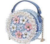 Verde - Bolsa Redonda de Perlas con Cadena - Bolso Lindo para Niñas - Blanco Negro Rosa Azul