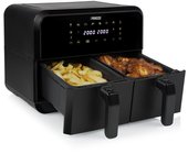 Princess Freidora de Aire de Doble Cesta 8L - 2400W, 2 Cestas de 4L, Pantalla Táctil, 8 Programas Preestablecidos, Sin Aceite, Función de Sincronización, Piezas Aptas para Lavavajillas, Color Negro - SKU 182068