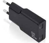 Cargador de pared gan aisens asch-30w2p049-bk/ 2xusb tipo-c/ 30w/ negro