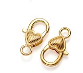 5/10pcs/lot 27x14mm Gold Silver Plated Rhodium Heart Shaped Lobster Clasp Hooks for Necklace&Bracelet Chain DIY Jewelry Making
