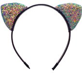 Glitter Cat Ears Headband Kitty Headband for Girls and Women Sparkly Hair Hoop Shiny Hairbands Hair Accessories for Daily