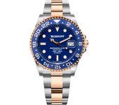Bobroff 1000 m, Reloj de Hombre automático Diver Profesional de Buceo, Azul, válvula de Helio BF0006