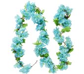 2.2m Flower Garland Artificial Flower String With Leaves Silk Sakura Cherry Ivy Vine Blossom For Wedding Home Garden Arch Decor