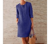 Jocoo Jolee Women Casual Soild Long Sleeve Cotton and Linen Tunic Dress Vintage Straight Dress Long Sleeve Oversized Mini Dress