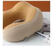 Almohada en forma de U de espuma viscoelástica para el cuello, con diseño de rayos ,cojín cervical portátil de viaje con botón. puede almacenar almohadas de coche y avión