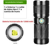 Powerful Led Flashlight Torch Xhp90 Tactical Torch Type-c Rechargeable White Laser Hand Lamp for Outdoor Camping