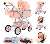 YAZOCO - Cochecito de Bebé Plegable con Marco de Aluminio, Carrito de Lujo 3 en 1 para Viaje, Carriola Alta para Recién Nacido