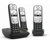 Gigaset A690A Trio Inalámbrico Negro con Pantalla Iluminada y Identificador de Llamadas