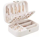 Joyero, almacenamiento de joyas de viaje para mujeres, organizador de joyas para niñas, pequeño estuche de almacenamiento de joyas para anillos, aretes, collares, pulseras, etc.
