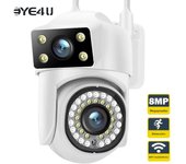 4K 8MP WiFi Camera Outdoor Dual Len Dual-screen Auto Tracking PTZ Cam 8X Zoom Security Protection CCTV Video Surveillance Camera