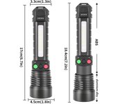 Nueva linterna multifunción LED + láser blanco con zoom de tres colores y luz lateral con señal de carga tipo C.