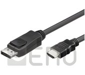 Alcasa DP-HDMI Adaptador de Cable DisplayPort Negro - Adaptador para Cable (DisplayPort, HDMI, Macho/Macho, 2 m, Negro)