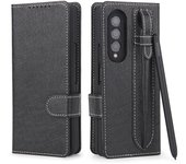 Magnetic Leather Case For Samsung Galaxy Z Fold 5 4 3 Fold4 Fold5 With Pen Holder Card Slot Wallet Shockproof Phone Cover No Pen