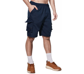 Summer Outdoor Cargo Shorts Men Overalls Elastic Waist Cycling Shorts Multi-pockets Loose Work Shorts Quick Dry Sport Short Pant