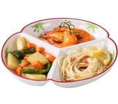 Plato llano para pasta, fruta y ensalada, plato dividido para dieta bariátrica, apto para microondas y lavavajillas, vajilla de porcelana (C, 8 pulgadas)