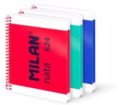 MILAN PAQ/3 CUADERNOS ESPIRAL A5 80H 95G HORIZONTAL COL SURTIDOS