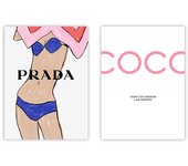 Set de 2 cuadros calidad premium con marco de madera - 30x40 cm o 50x70 cm - POSTER LAB
