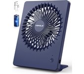 Ventilador de escretorio USB, mini ventilador recargable de 3 velocidades, con cateria de 4 a 16 horas de duración, 180 ° ajustable, Silencioso de 30 dB (Azul)