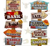 20 Pieces Western Party Directional Sign Western Cowboy Theme Wild West Party Large Yard Sign Cowboy and Cowgirl Party Decor
