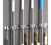 Soporte de Escoba Maple Inoxidizable | 4 Ubicaciones Y 5 Ganchos