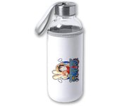 MERCHANDMANIA BIDON DE 420 ML CON FUNDA DE NEOPRENO logo one piece Monkey D Luffy personaje serie tapon seguridad