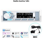 AKAMATE 1Din Boat Radio for RV ATV UTV SPA RZR Marine Media Stereo Player Bluetooth AUX USB with Remote Control FM AM Radio