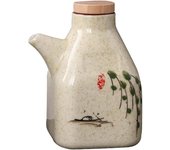 Botella dispensadora de aceite de cerámica de estilo chino de 350 ml, dispensador de salsa de soja sin goteo, dispensador de aceite de oliva, recipiente para condimentos con tapa. Willow