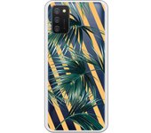 Funda compatible con Samsung Galaxy A02S - Hojas palmera rayas diagonales
