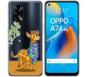 Tumundosmartphone Funda Gel Transparente para Oppo A74 4G diseño Jirafa Dibujos