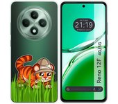 Tumundosmartphone Funda Silicona Transparente para Oppo Reno 12F 4G / 12 F 5G diseño Tigre Dibujos
